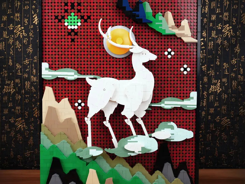 Nine-Colored Deer Art Mosaic — Custom MOC by G.S for CLICK STUDIO | 九色鹿藝術畫